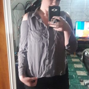 Purple cold shoulder top